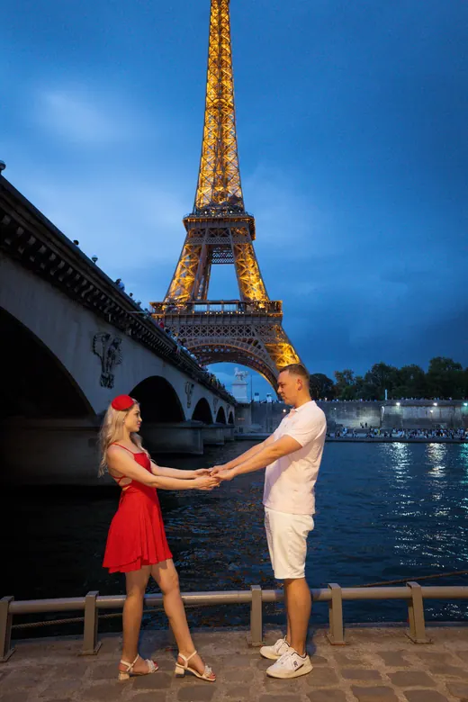 Photograph from the Proposal — the ring, blue hour session in Paris by Anna