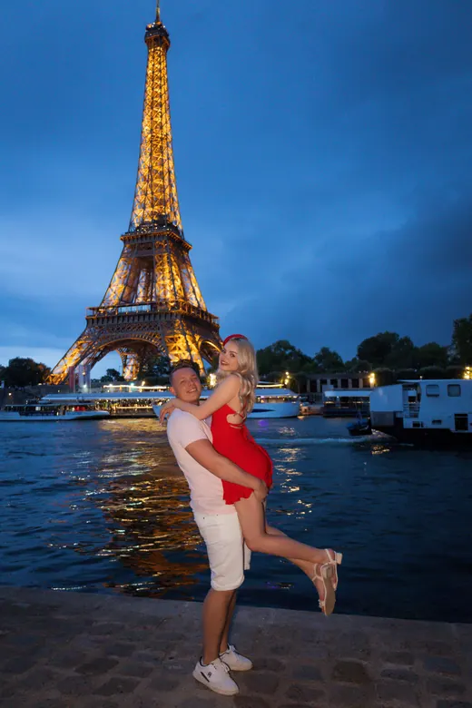 Photograph from the Proposal — the ring, blue hour session in Paris by Anna