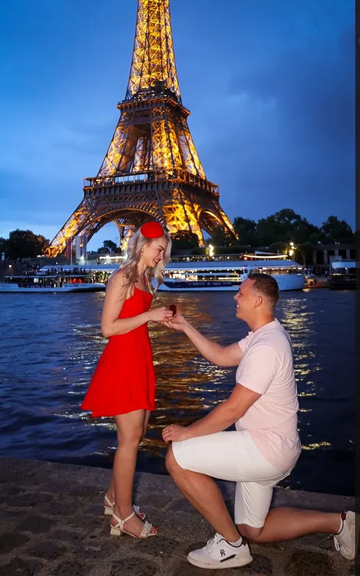 Photograph from the Proposal — the ring, blue hour session in Paris by Anna