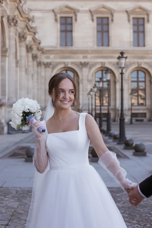 Photograph from the Wedding — hydrangeas at the Louvre session in Paris by Anna