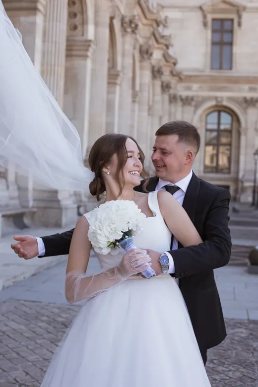 Photograph from the Wedding — hydrangeas at the Louvre session in Paris by Anna