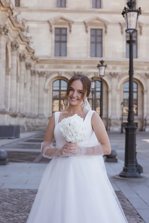Photograph from the Wedding — hydrangeas at the Louvre session in Paris by Anna