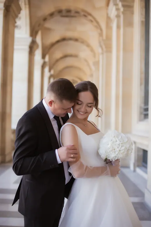 Photograph from the Wedding — hydrangeas at the Louvre session in Paris by Anna