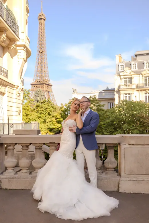 Photograph from the Wedding — white gown, balustrade session in Paris by Anna