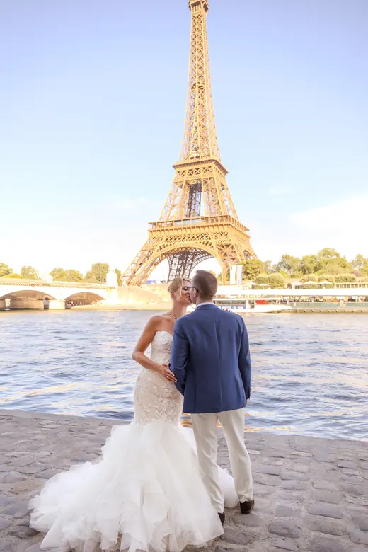 Photograph from the Wedding — white gown, balustrade session in Paris by Anna